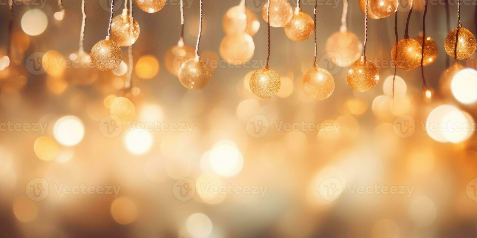 Natal festão bokeh luzes sobre fundo. minimalista feriado iluminação. ai gerado foto