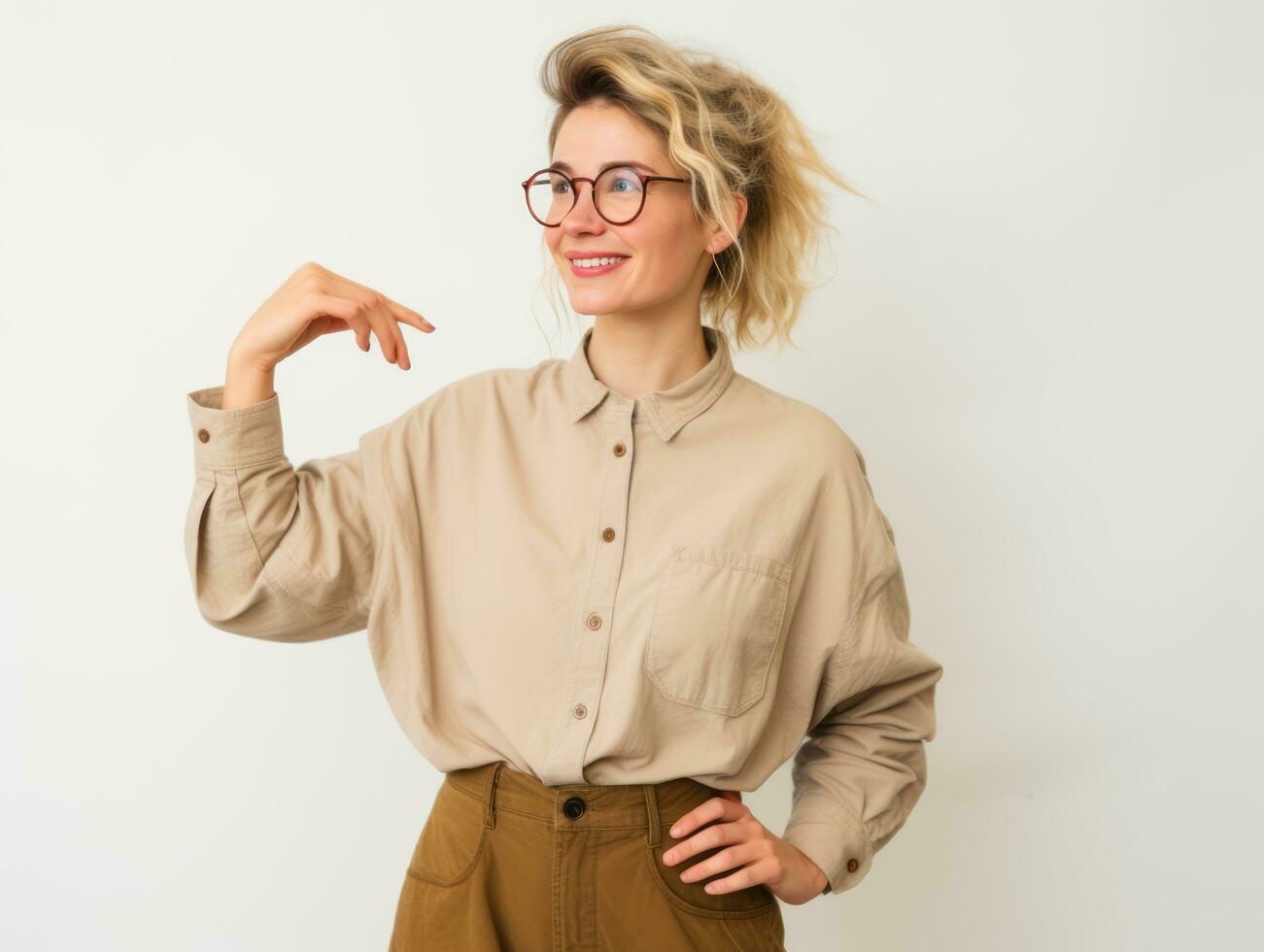 emocional dinâmico pose 30 ano velho mulher ai generativo foto