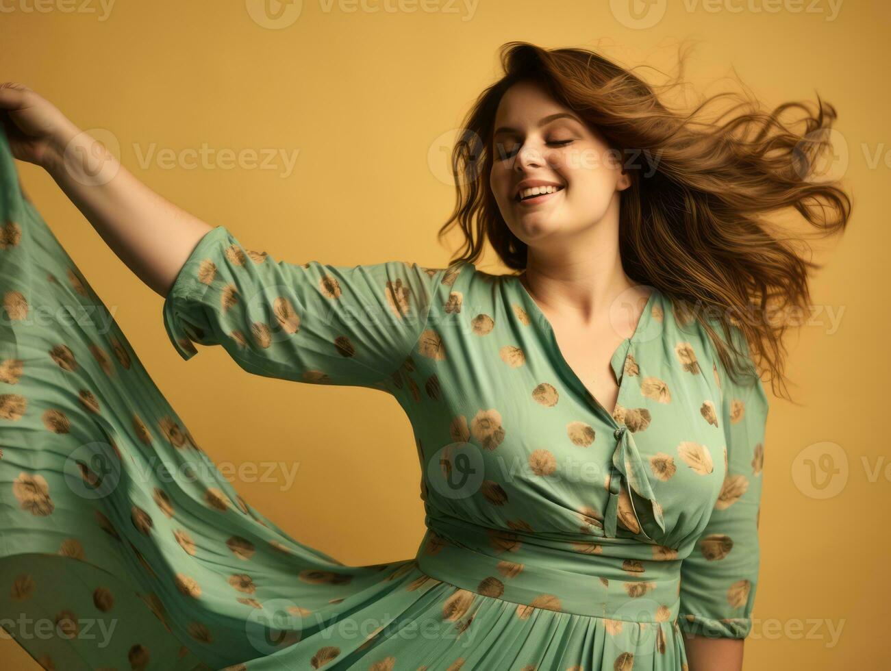 mais Tamanho mulher dentro emocional dinâmico pose ai generativo foto