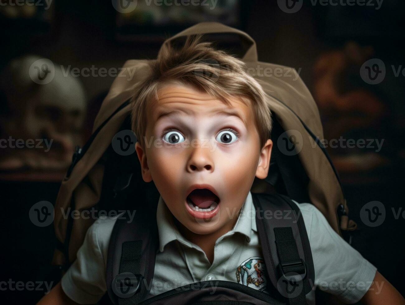 foto do emocional dinâmico pose brasileira criança dentro escola ai generativo