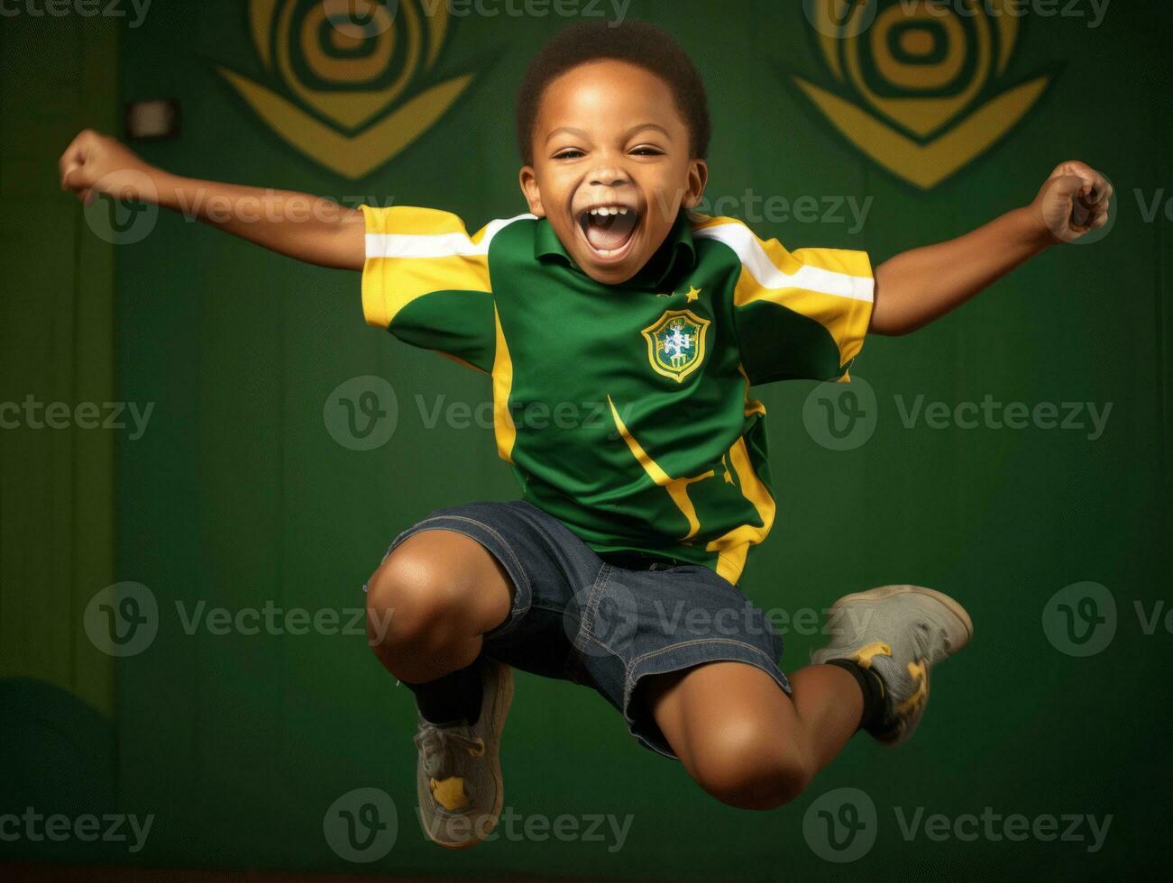 foto do emocional dinâmico pose brasileira criança dentro escola ai generativo