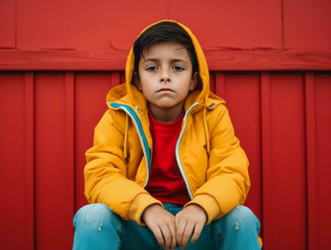 foto do emocional dinâmico pose mexicano criança dentro escola ai generativo