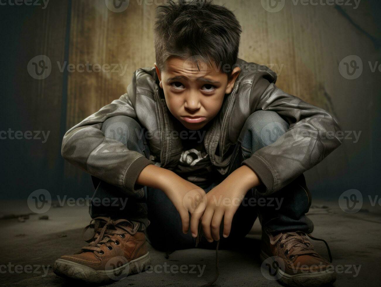 foto do emocional dinâmico pose mexicano criança dentro escola ai generativo