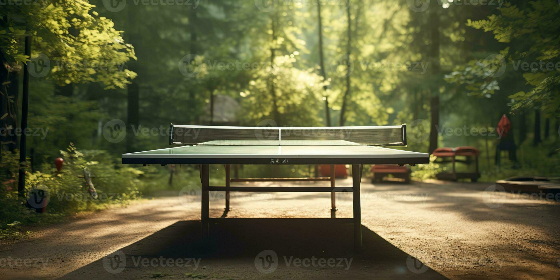 ai gerado. ai generativo. ao ar livre natureza mesa tênis ping pong jogos esporte às sol. gráfico arte foto