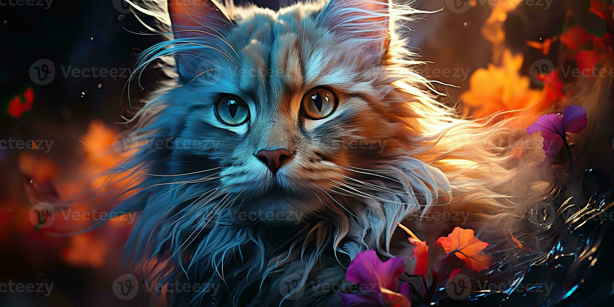 ai gerado. ai generativo. fofa lindo gato animal animal vibrante cores com óleo pintura desenhar fundo. fofa adorável retrato face. gráfico arte foto