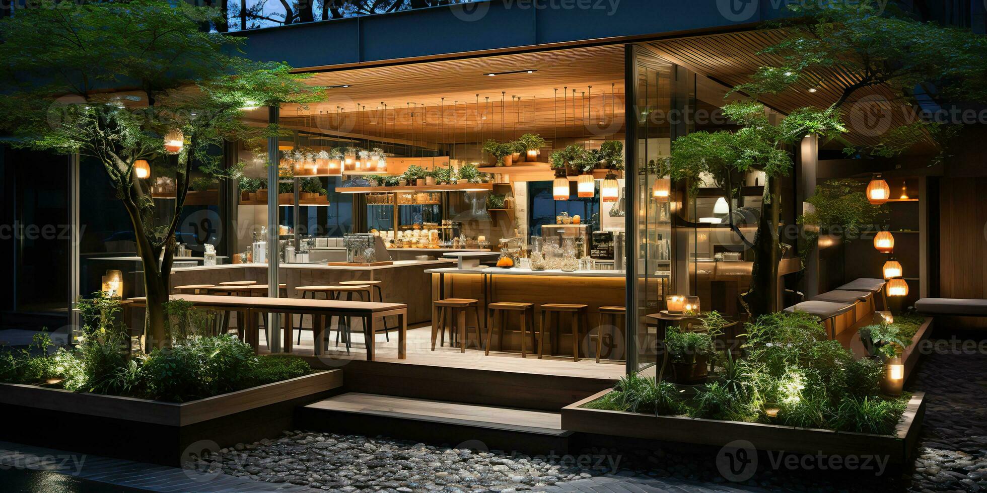 ai gerado. ai generativo. japonês coreano ásia mínimo estilo Barra cafeteria restaurante estilo. luxo relaxante estilo. gráfico arte foto