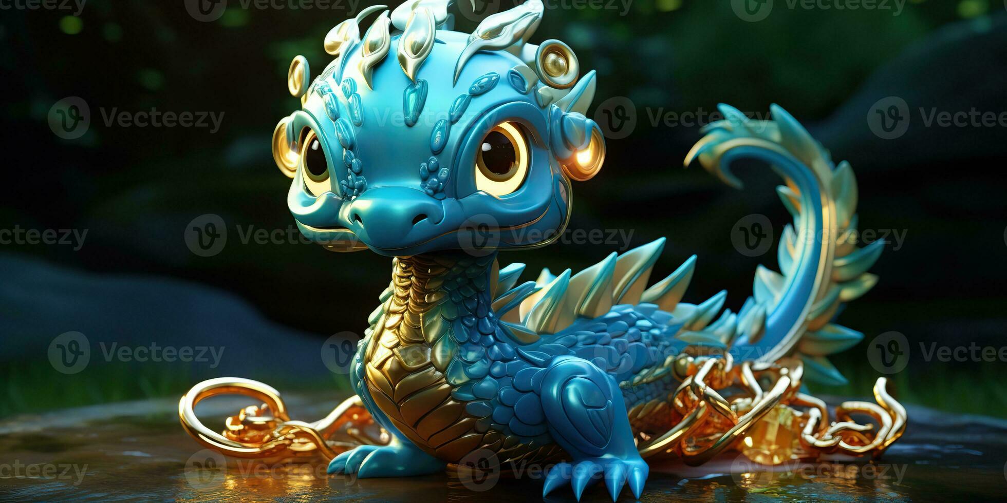 ai gerado. ai generativo. ásia chinês pequeno fofa Dragão figura brinquedo jogo. símbolo do cultura Novo ano poder feriado. gráfico arte foto