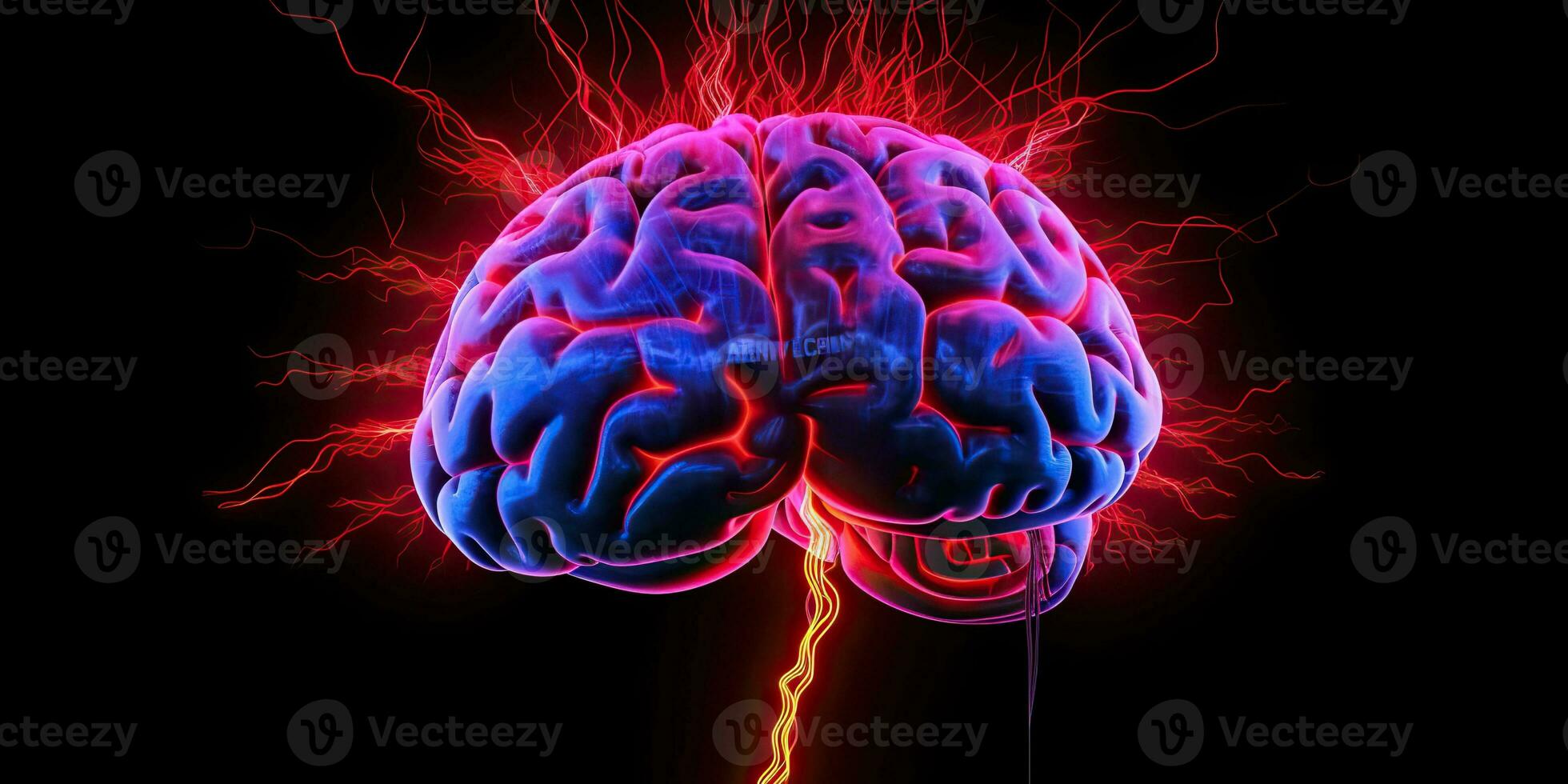 ai gerado. ai generativo. humano néon cérebro cabeça onda de vapor synthwave retrowave brilhante Ciência sistema Educação holograma. gráfico arte foto