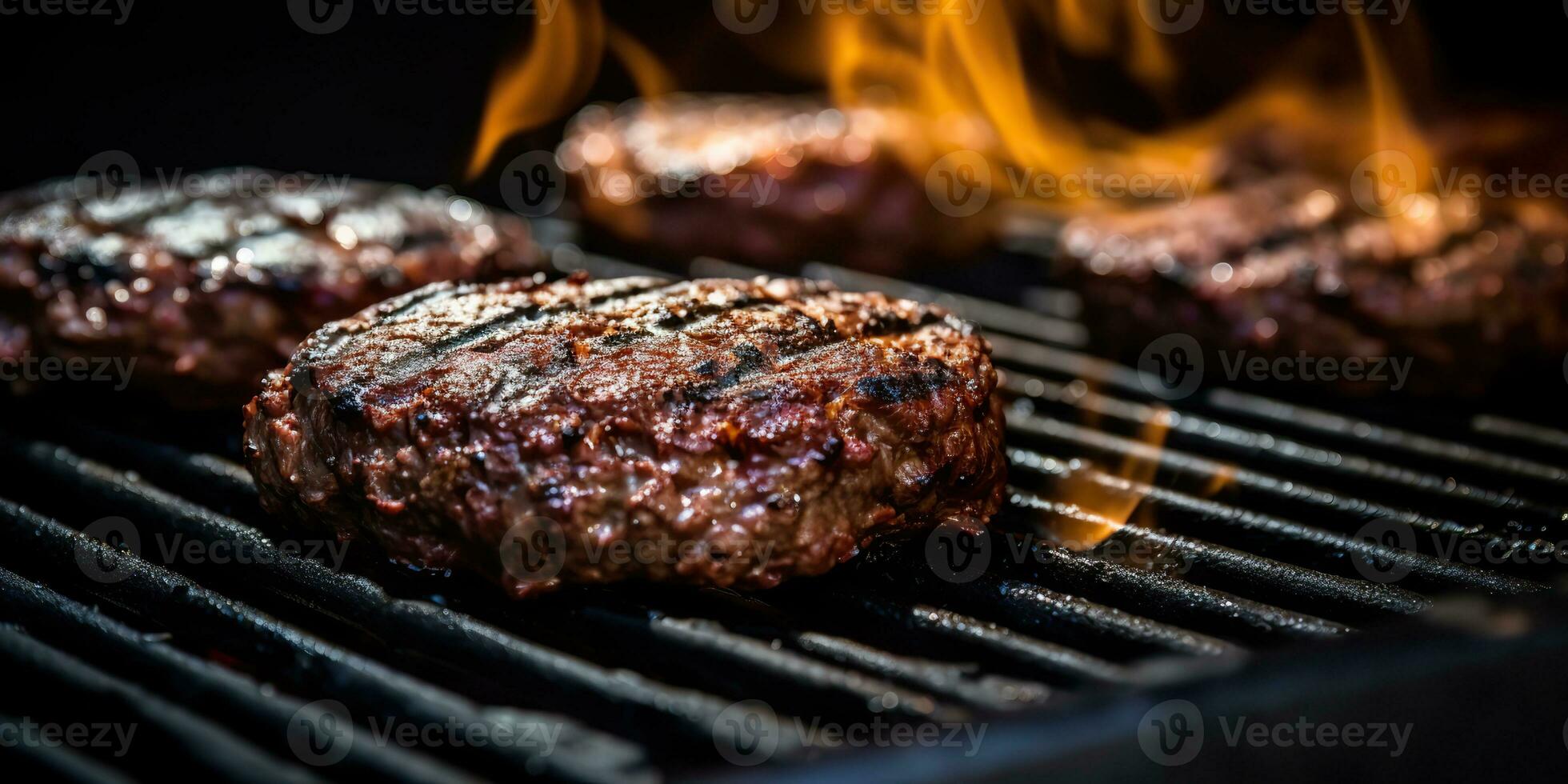 ai gerado. ai generativo. churrasco grade churrasco bife fogo chama carne preparando suculento jantar festa refeição. gráfico arte foto