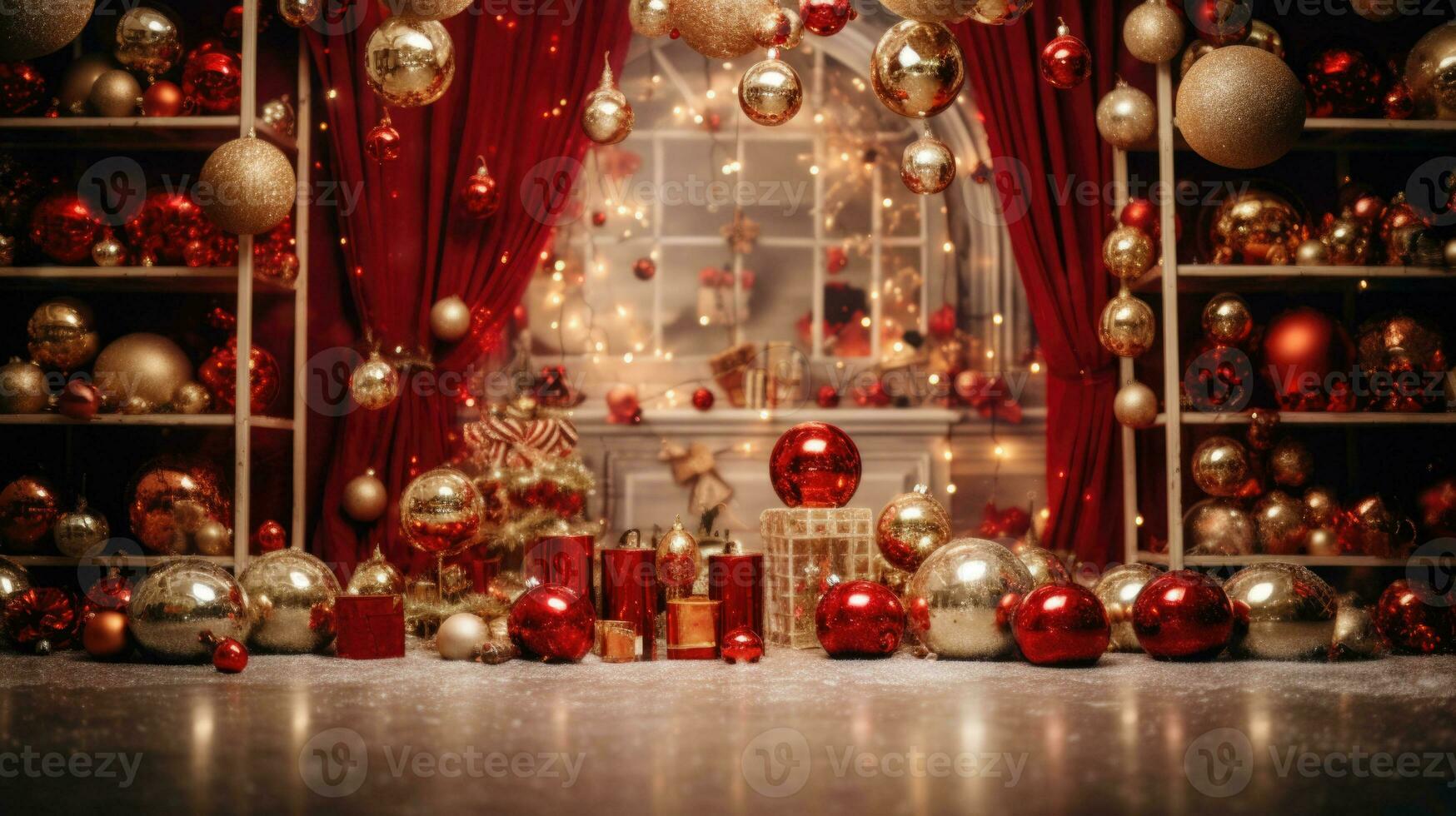 interior do quarto decorado para Natal. acolhedor casa interior com Natal árvore. ai gerado foto