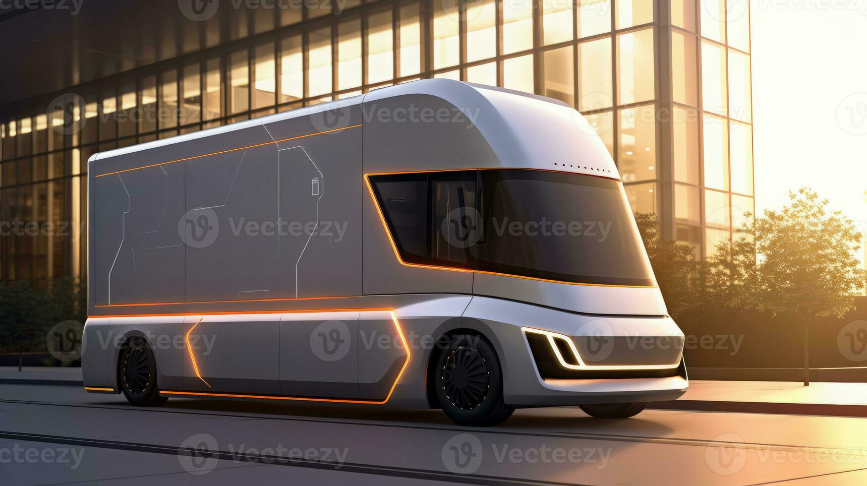 parcela Entrega caminhão do uma lindo transporte com futurista Projeto. ai gerado. foto