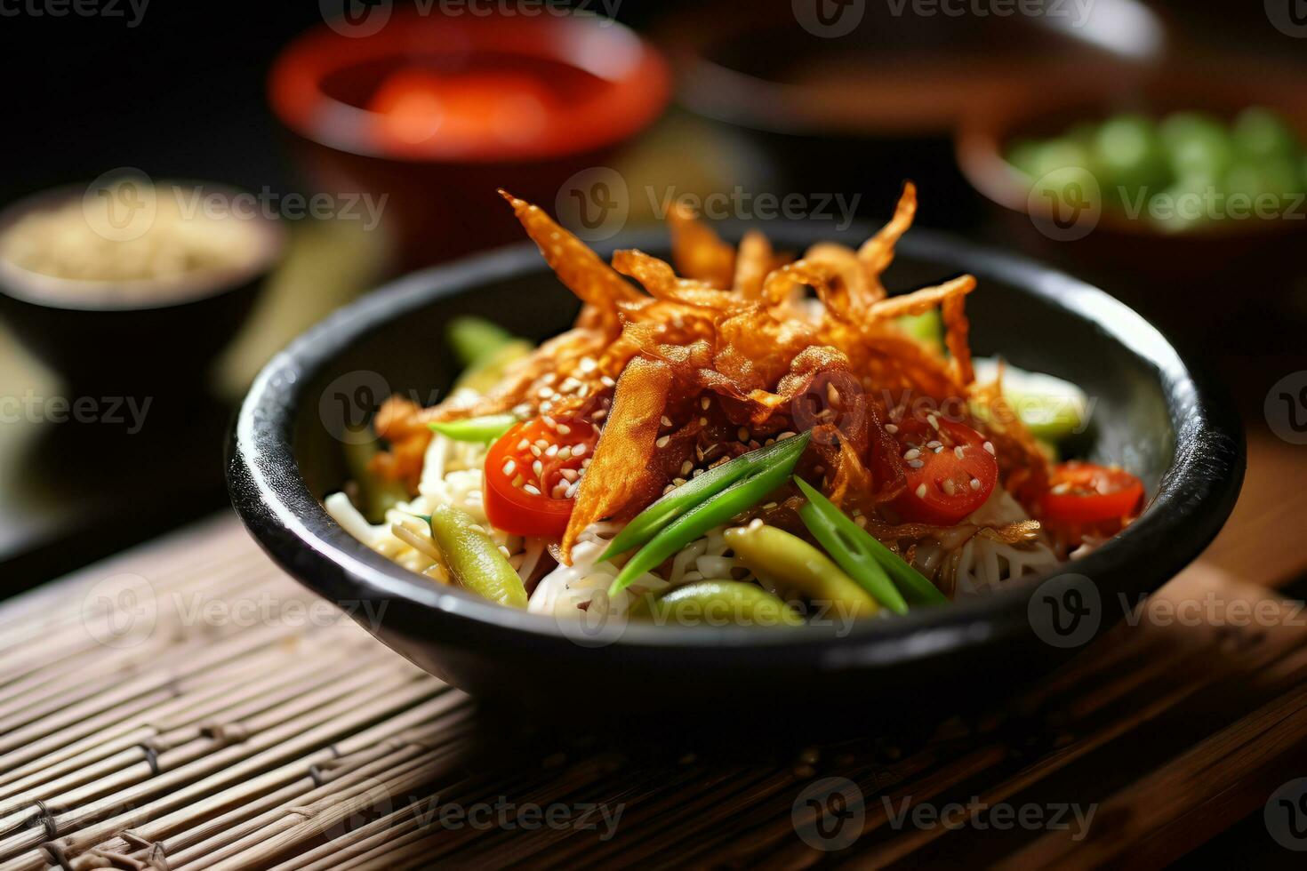 frango e arroz, japonês Comida. ai gerado. foto
