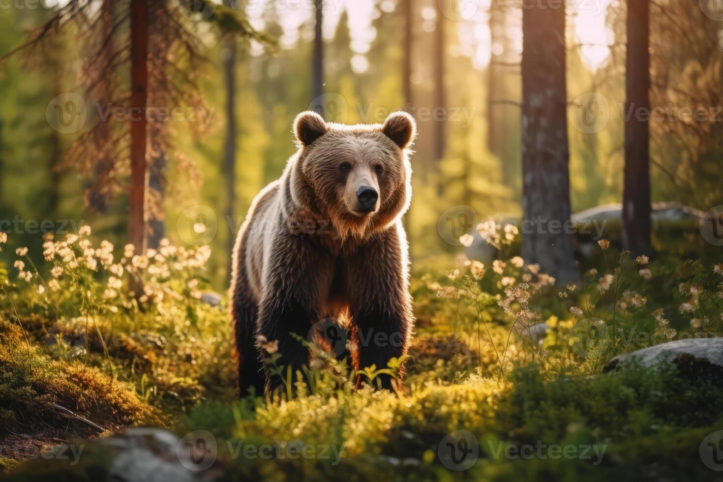 Urso dentro natureza, nacional geografia, Largo vida animais. ai gerado. foto