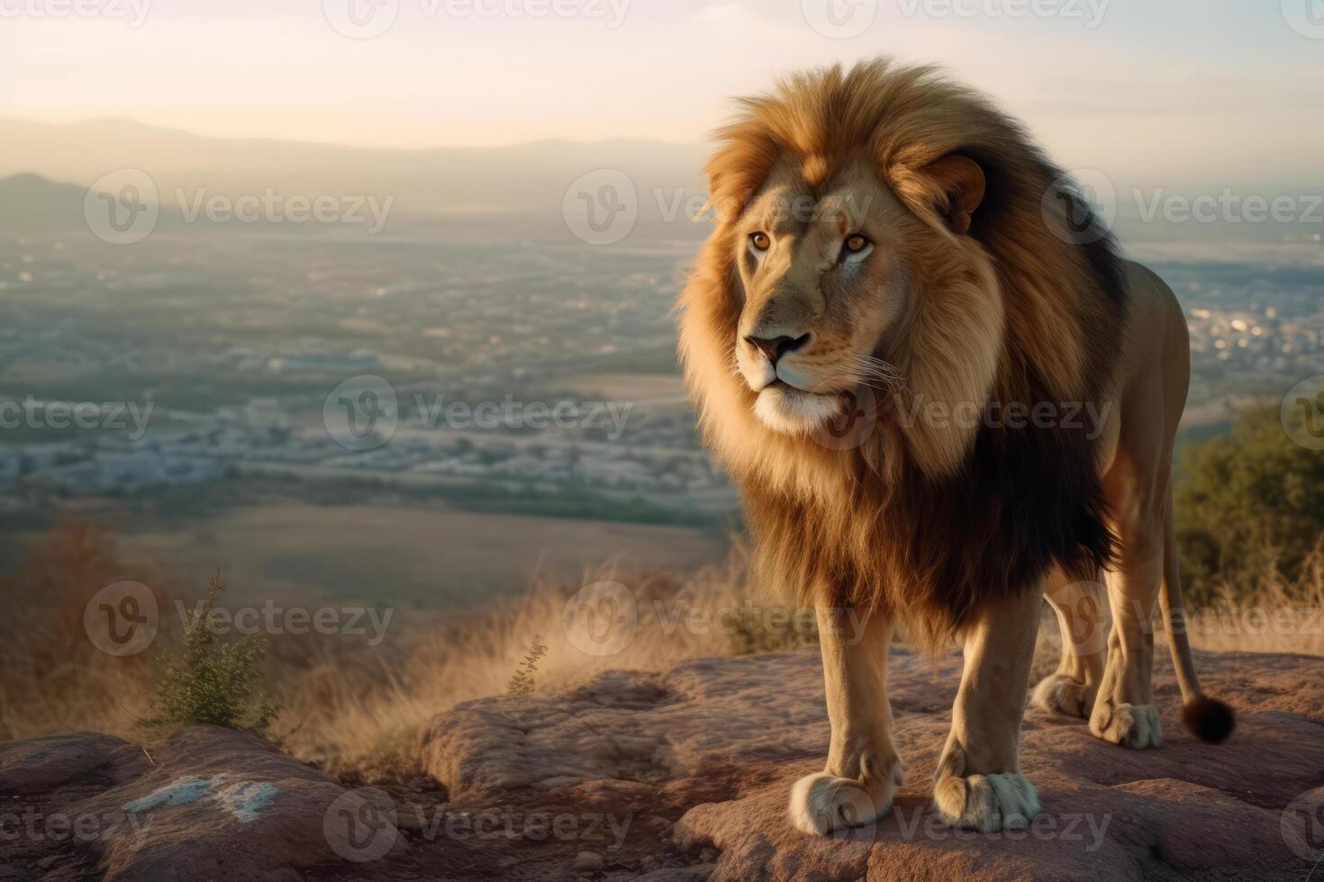 leão dentro natureza, nacional geografia, Largo vida animais. ai gerado. foto