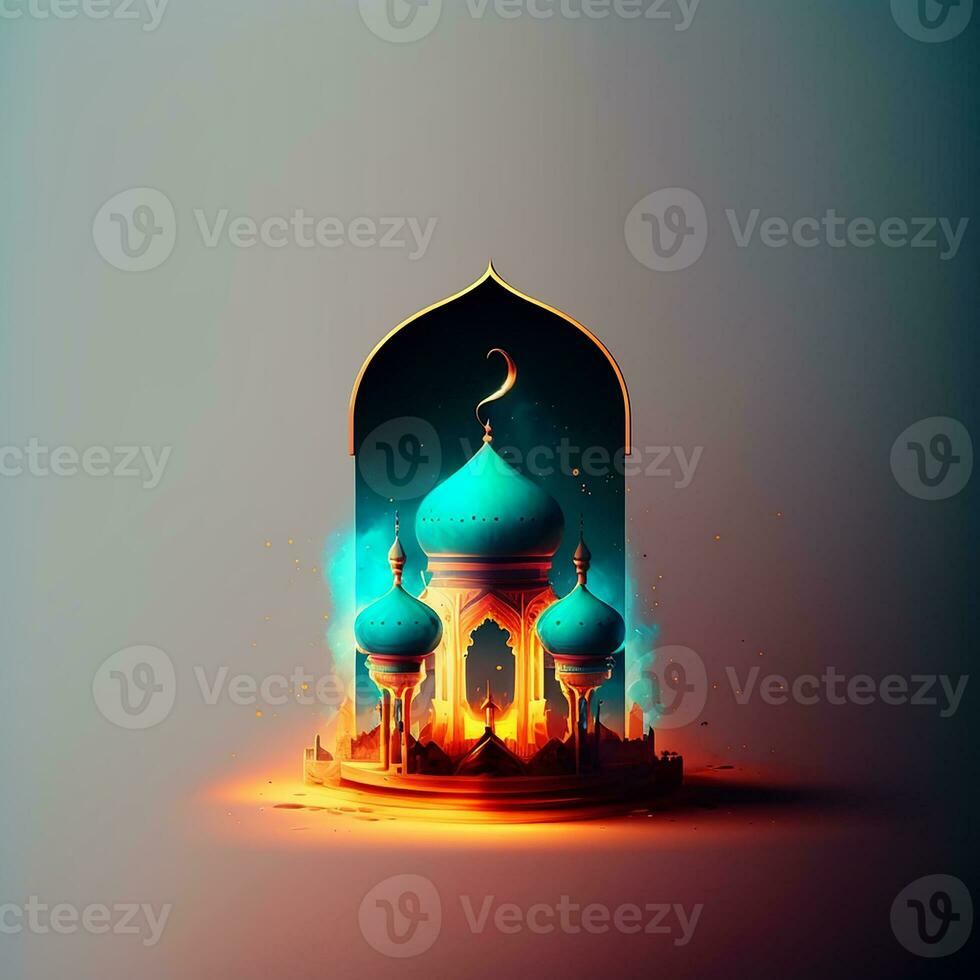 árabe lanterna do Ramadã celebração fundo ilustração. ai generativo foto