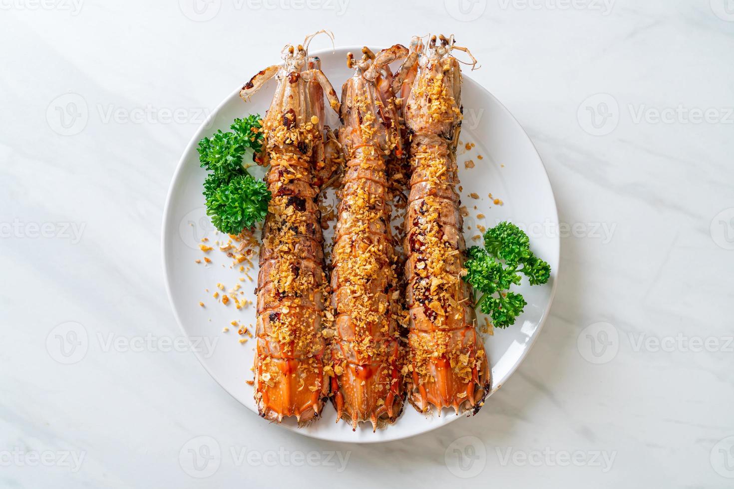 camarão mantis frito com alho foto