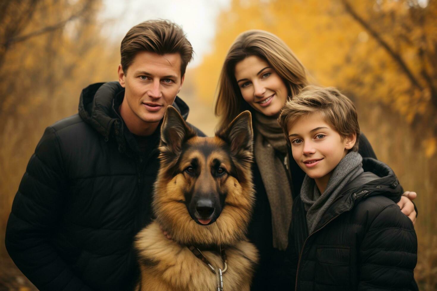 feliz família com cachorro foto