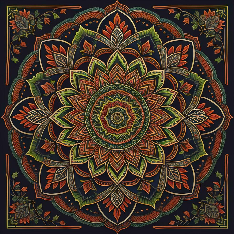 mandala. étnico decorativo elemento. mão desenhado pano de fundo. islamismo, árabe, indiano, otomano motivos. boho estilo. generativo ai foto