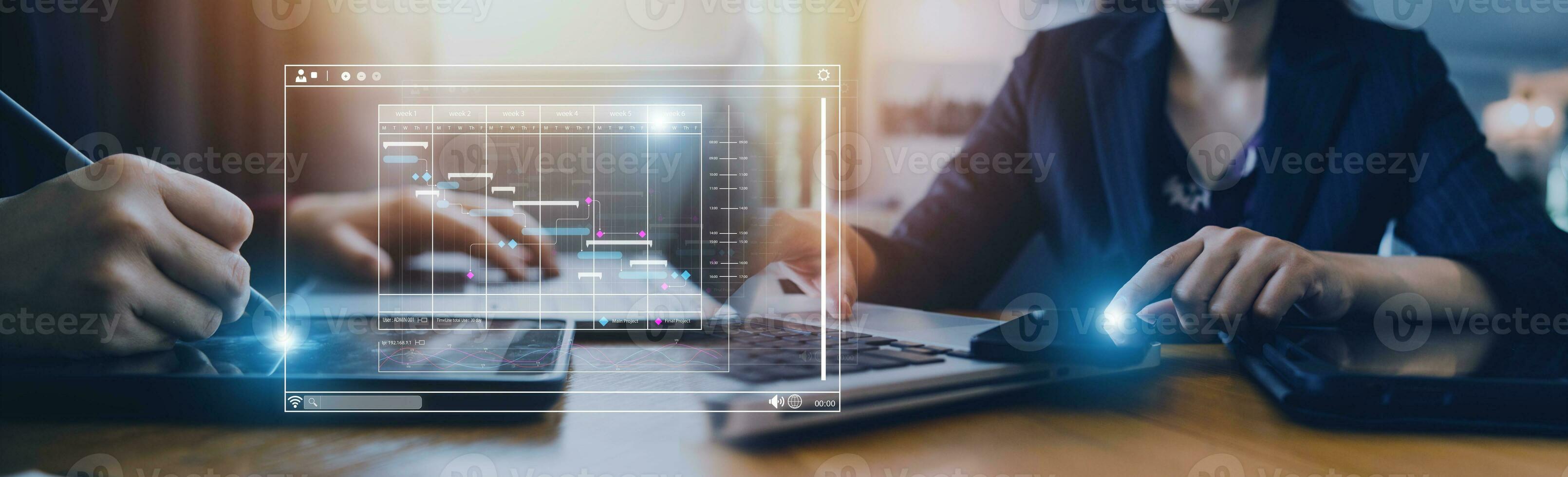 homem de negocios analisando o negócio empreendimento dados gerenciamento, o negócio analytics com gráficos, Métricas e kpis para melhorar organizacional desempenho, marketing, financeiro organização estratégia. foto