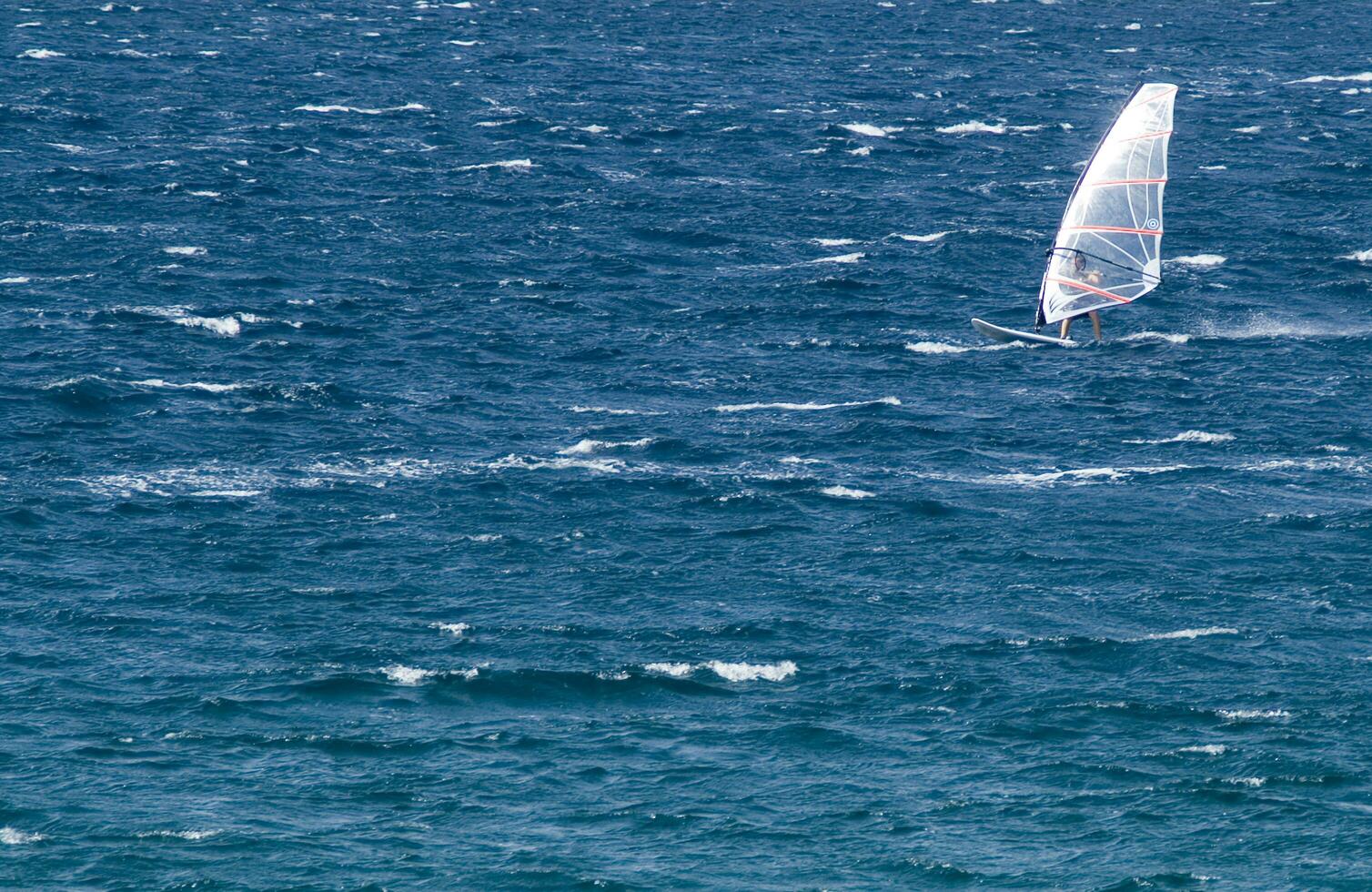 uma homem windsurf dentro a oceano foto