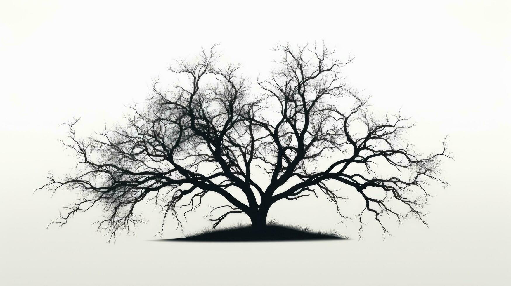solitário Preto árvore em uma branco fundo foto