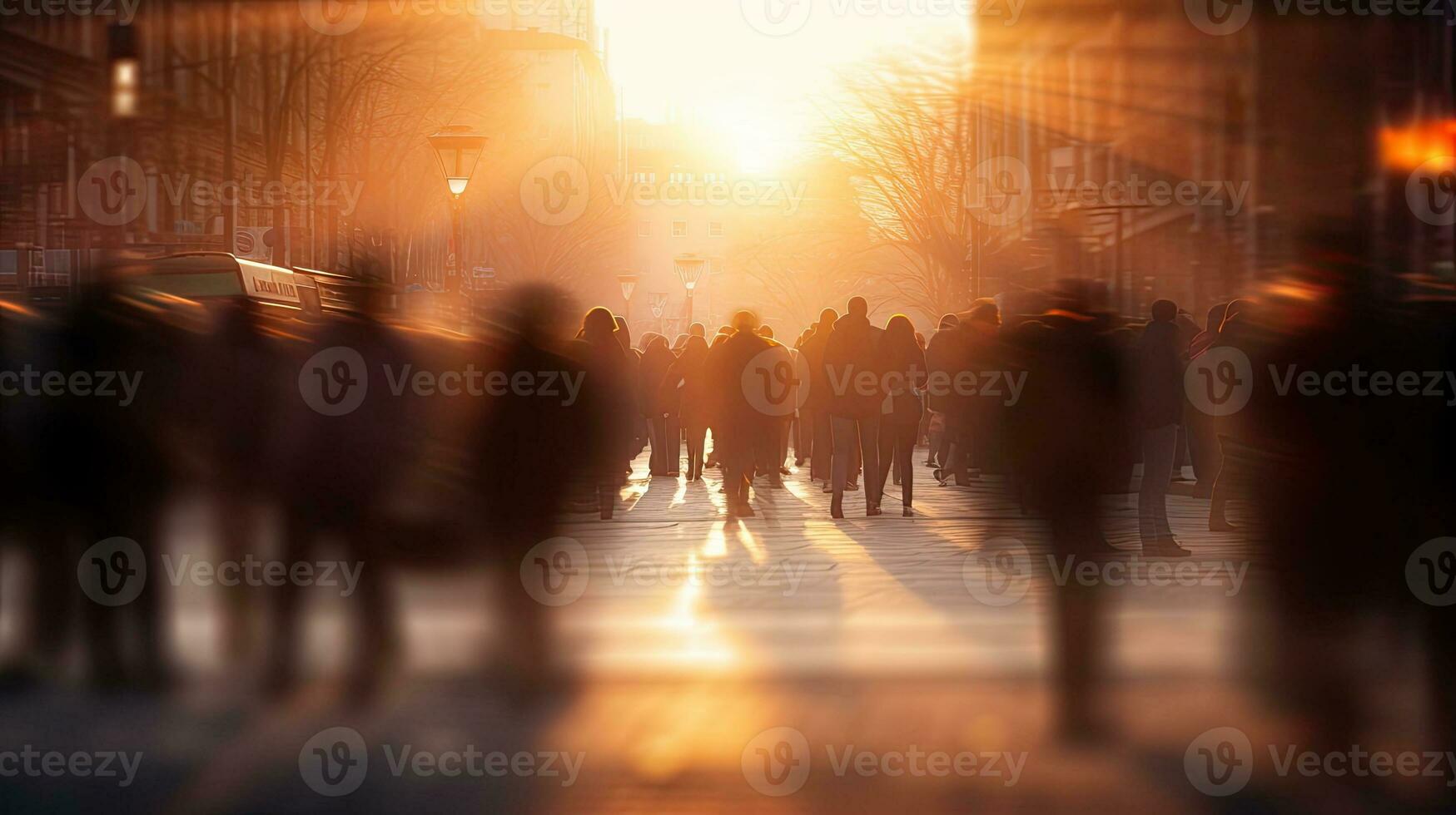 indistinguível multidão em a rua foto