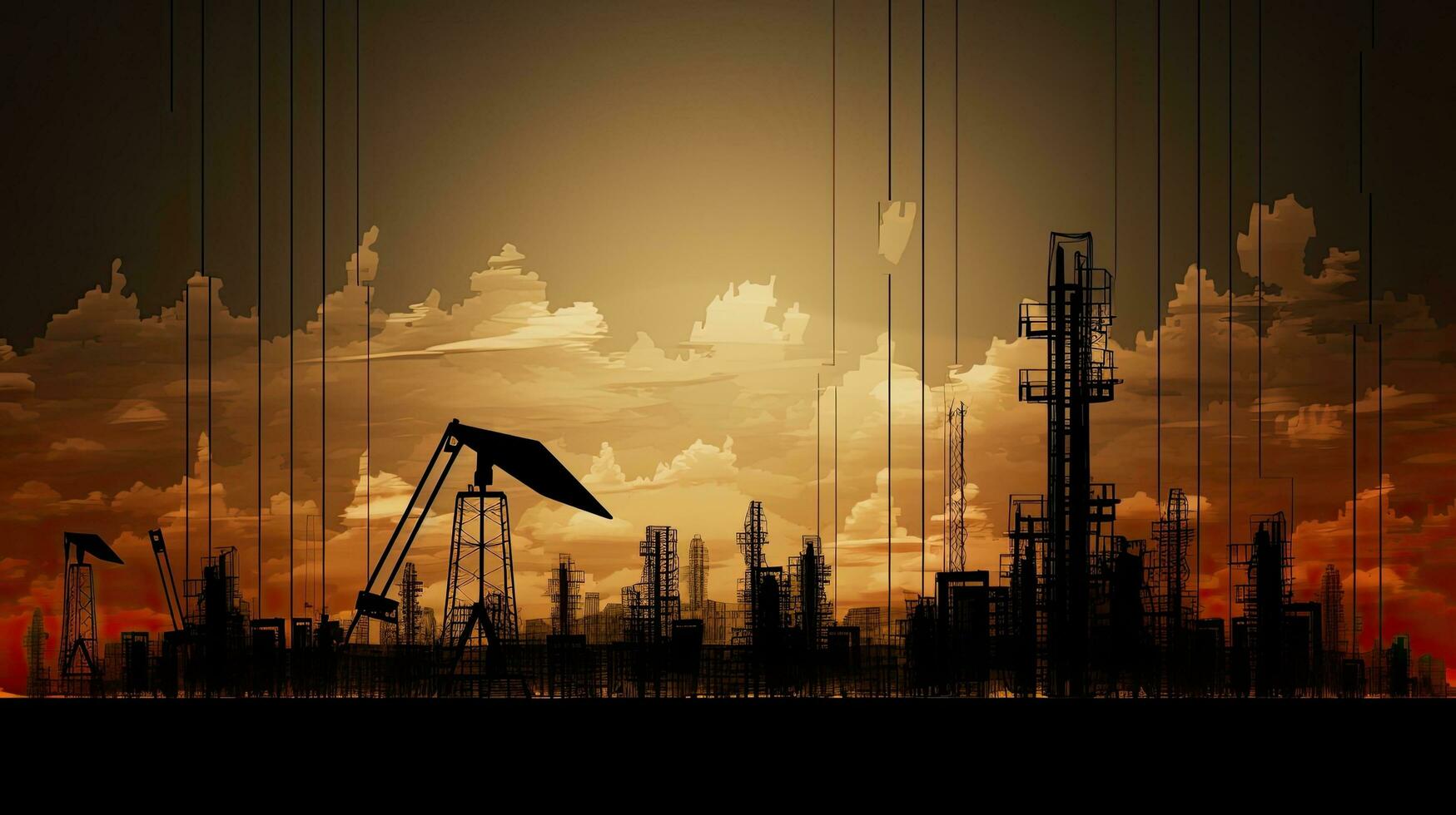 guerra induzido flutuação dentro óleo preços conceito do capping óleo preços perfuração plataformas dentro deserto campo petrolífero extração bruto óleo a partir de a terra Produção do petróleo foto