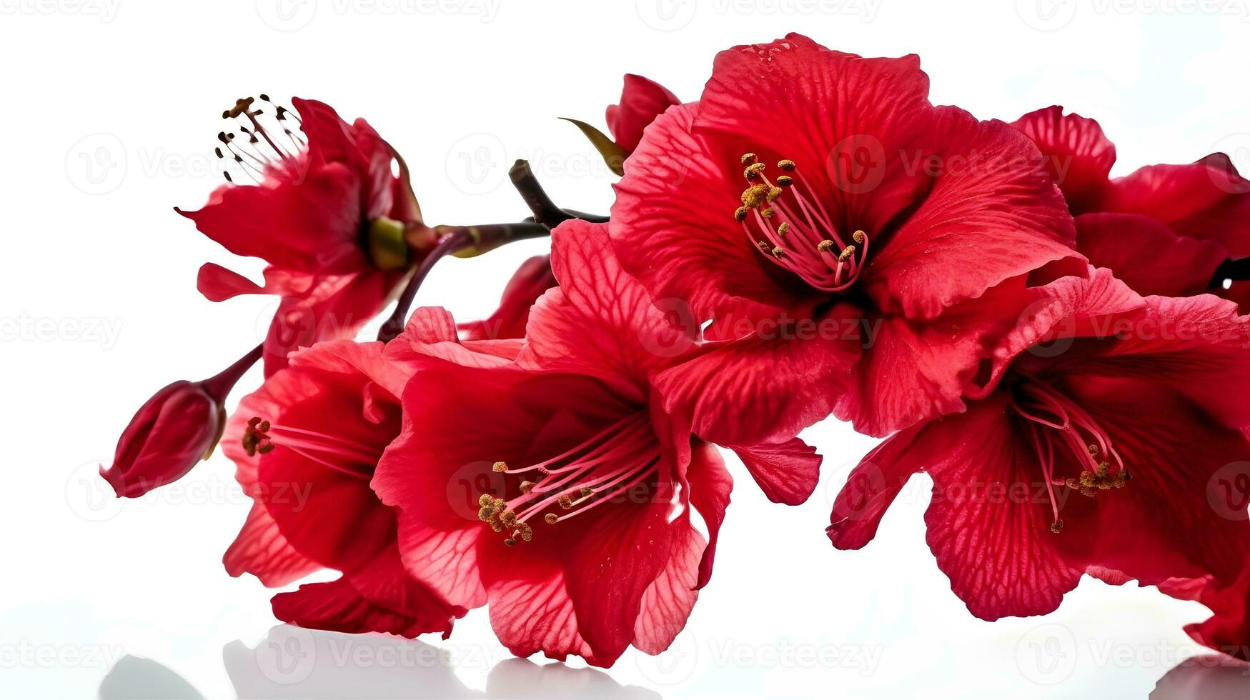 grupo flor do vermelho hibisco rosa-sinensis ou sapato plantar isolado em branco fundo. ai gerado foto