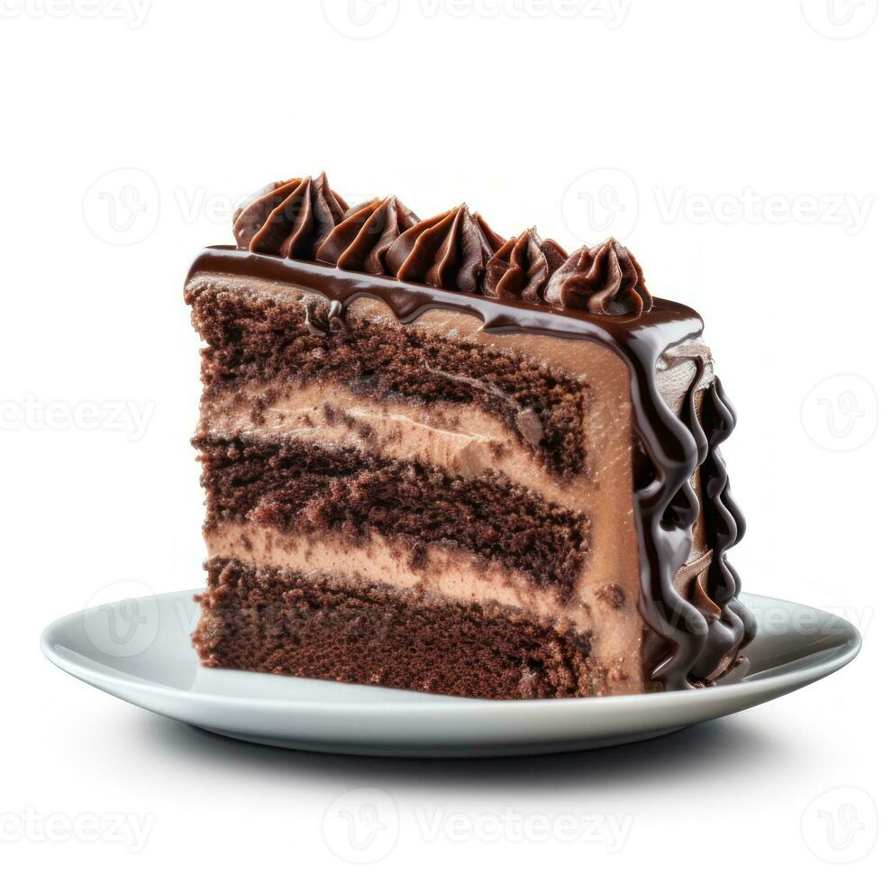 chocolate bolo peça isolado foto