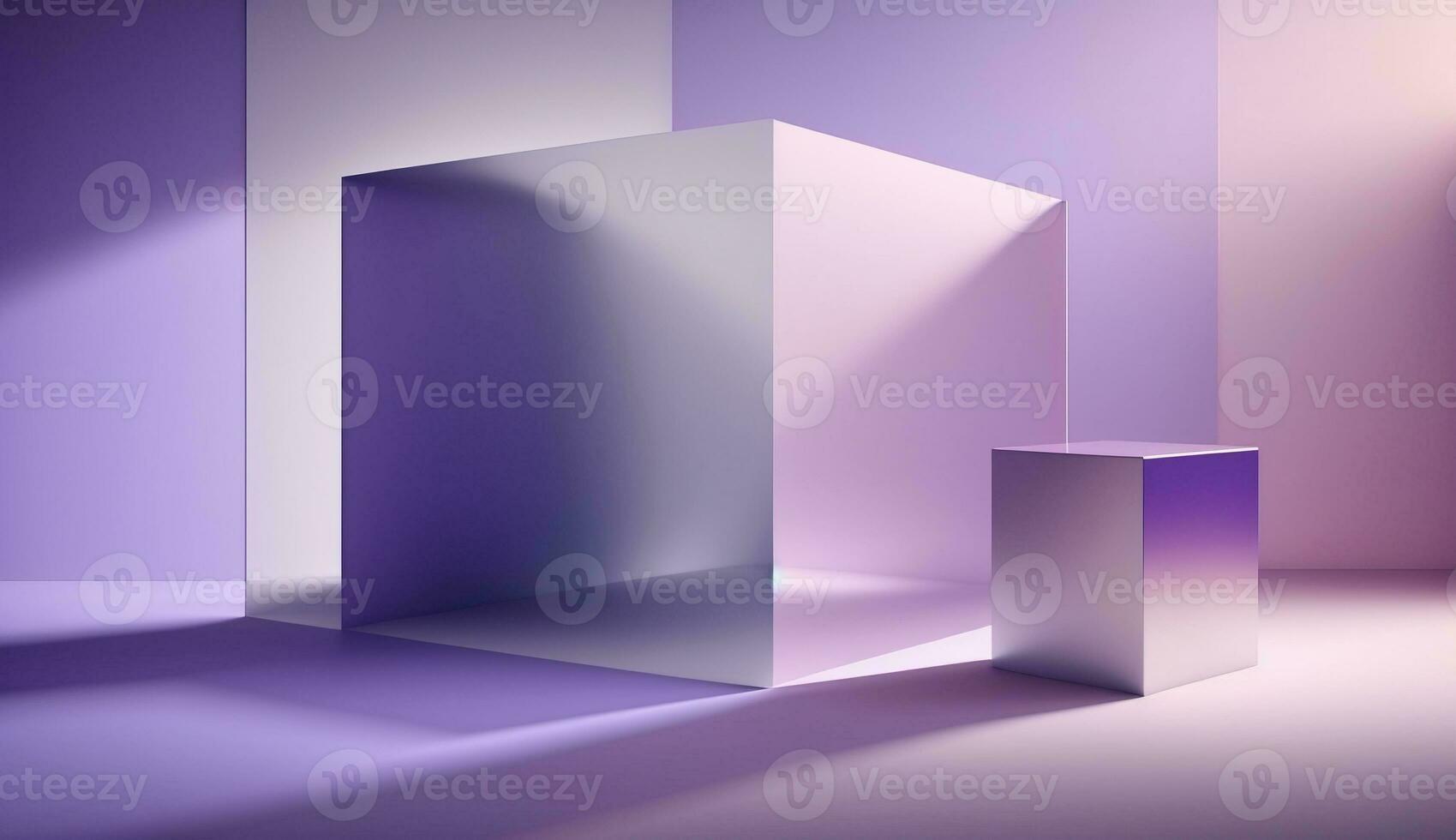 generativo ai, lindo gradiente cena panorama com luz roxo, digital lavanda cor, horizontal papel de parede. abstrato estúdio quarto geométrico fundo foto