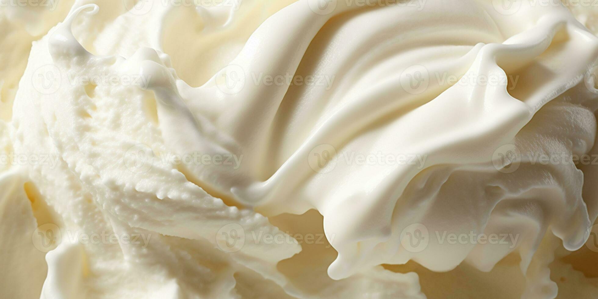 generativo ai, baunilha gelo creme superfície, fechar acima textura do branco gelo creme gostar fundo. foto