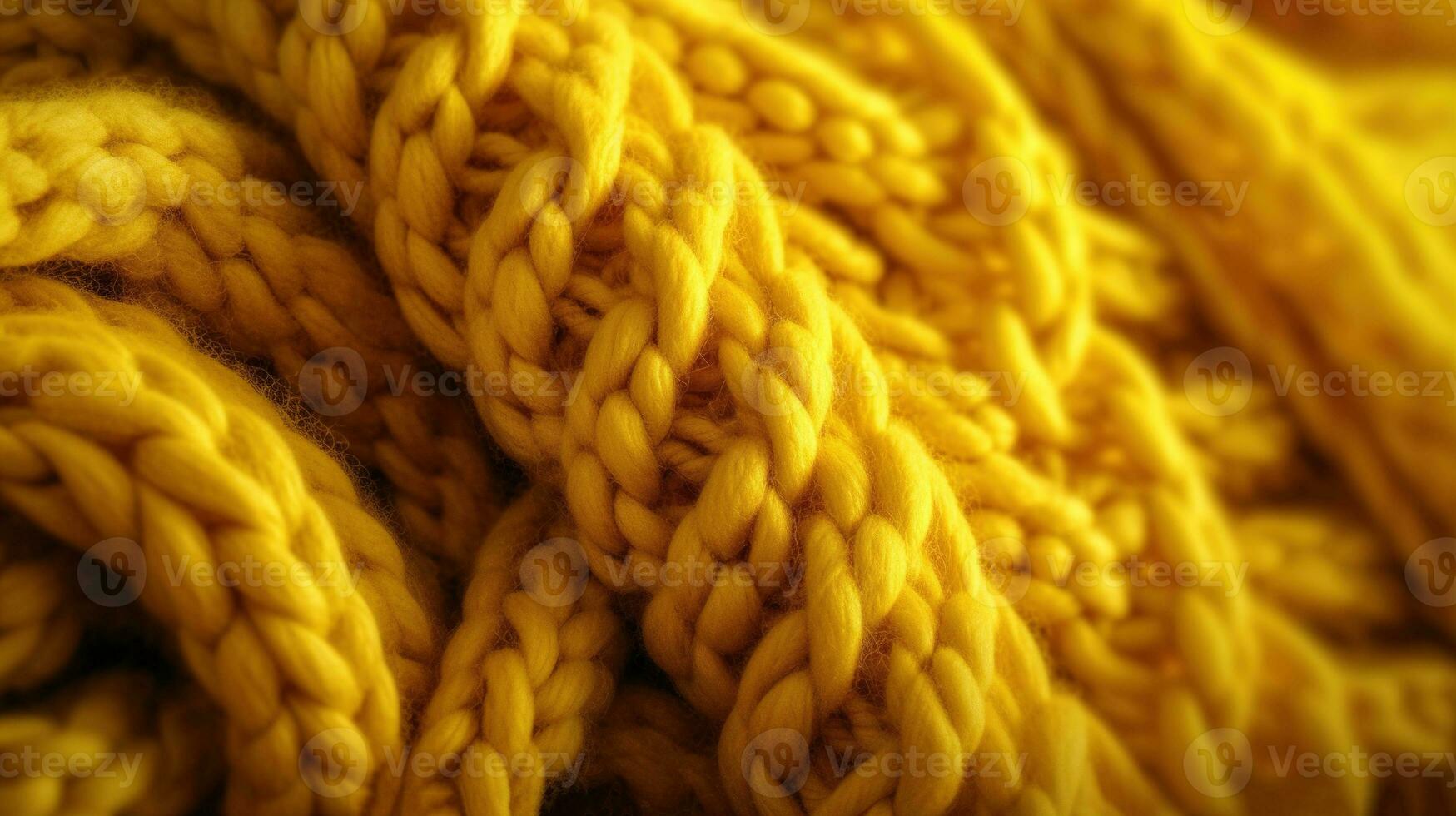 generativo ai, tricotado amarelo suéter textura fechar-se, amarelo ou luz laranja abstrato fundo, cor de mostarda pano de fundo foto