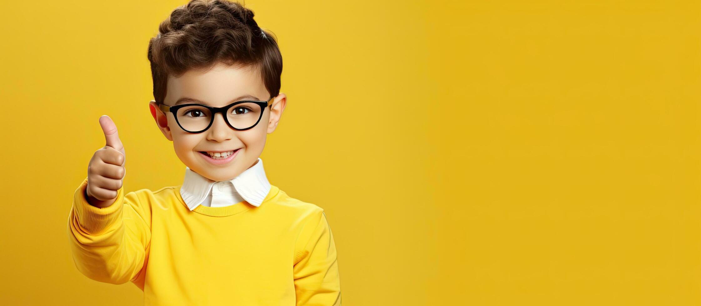 Garoto dentro casual roupas com livros apontando às esvaziar espaço sorridente isolado em amarelo foto