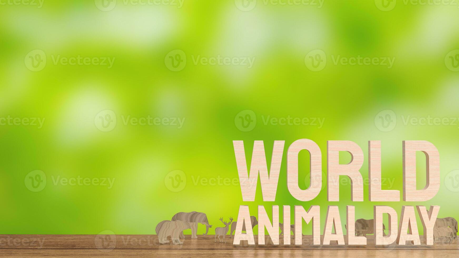 a animal prato e texto para mundo animal dia conceito 3d Renderização foto