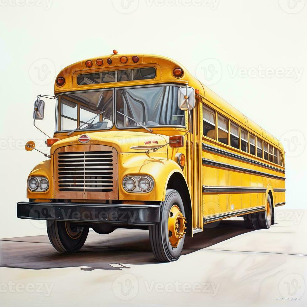 escola ônibus realista estilo Alto qualidade ai imagem gerado foto
