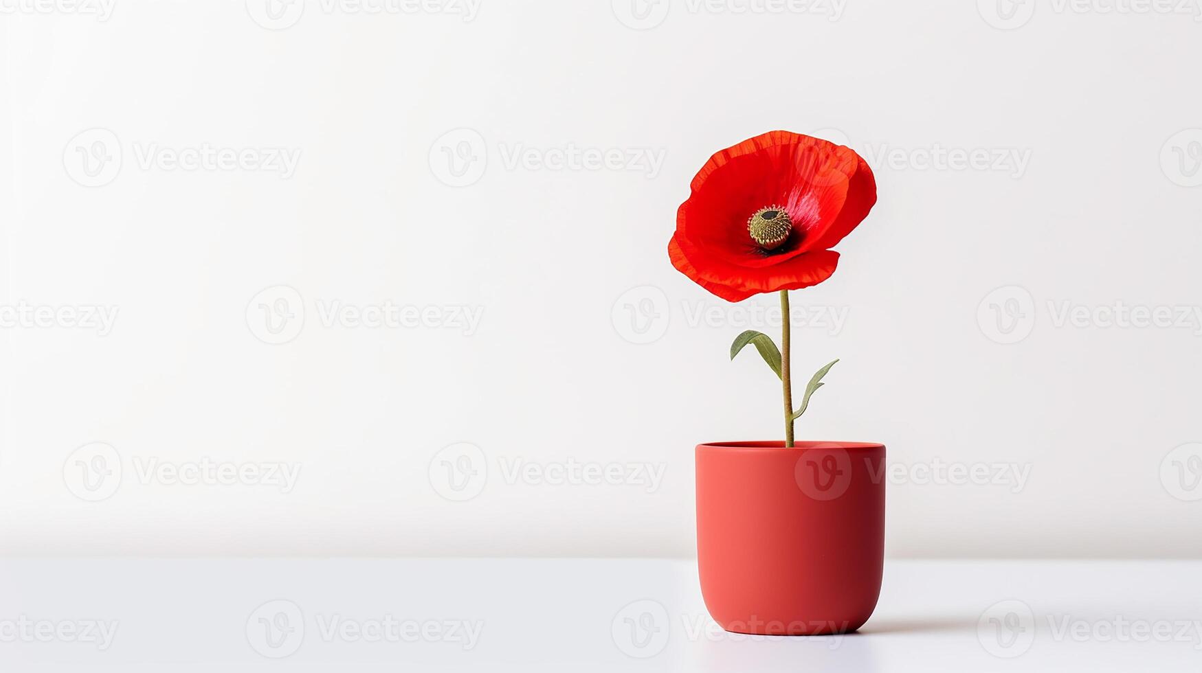 foto do papoula flor dentro Panela isolado em branco fundo. generativo ai