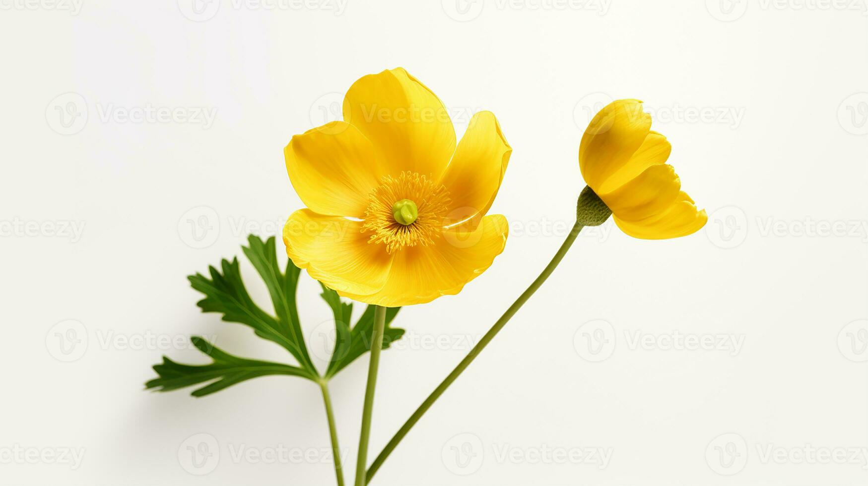 foto do lindo botão de ouro flor isolado em branco fundo. generativo ai