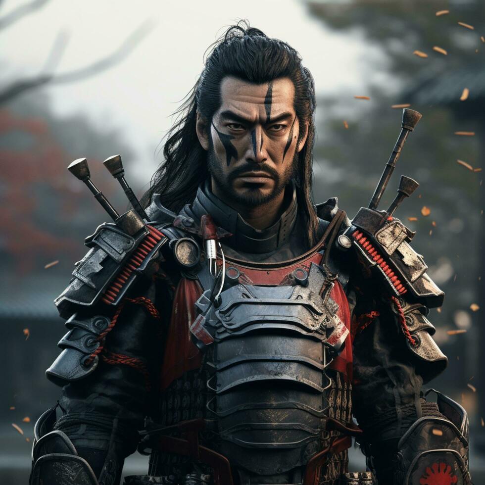 masculino samurai em pé ilustração foto