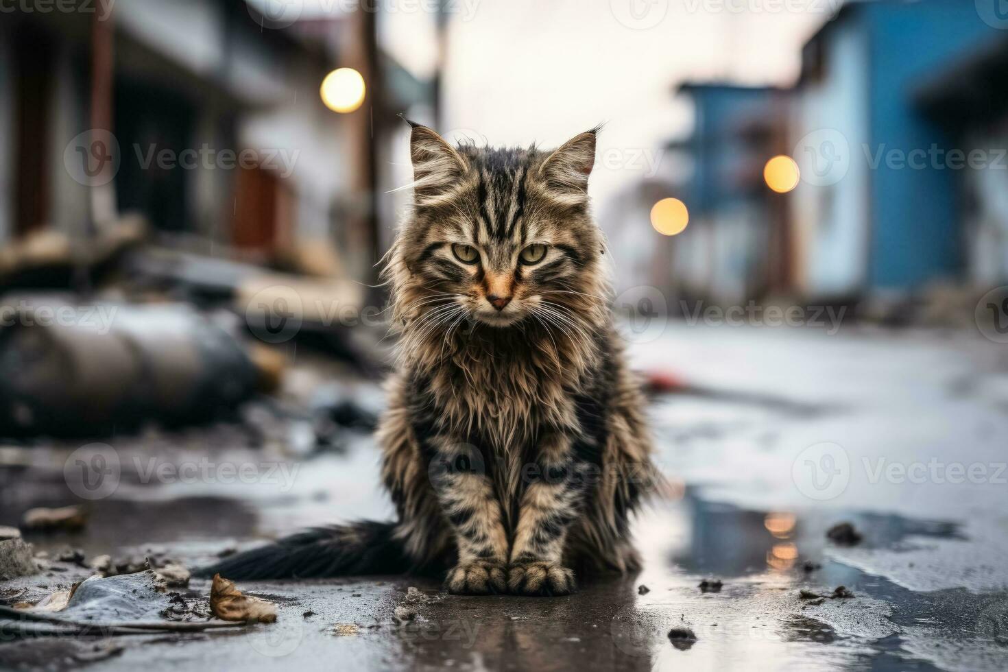 abandonado gato dentro a rua foto