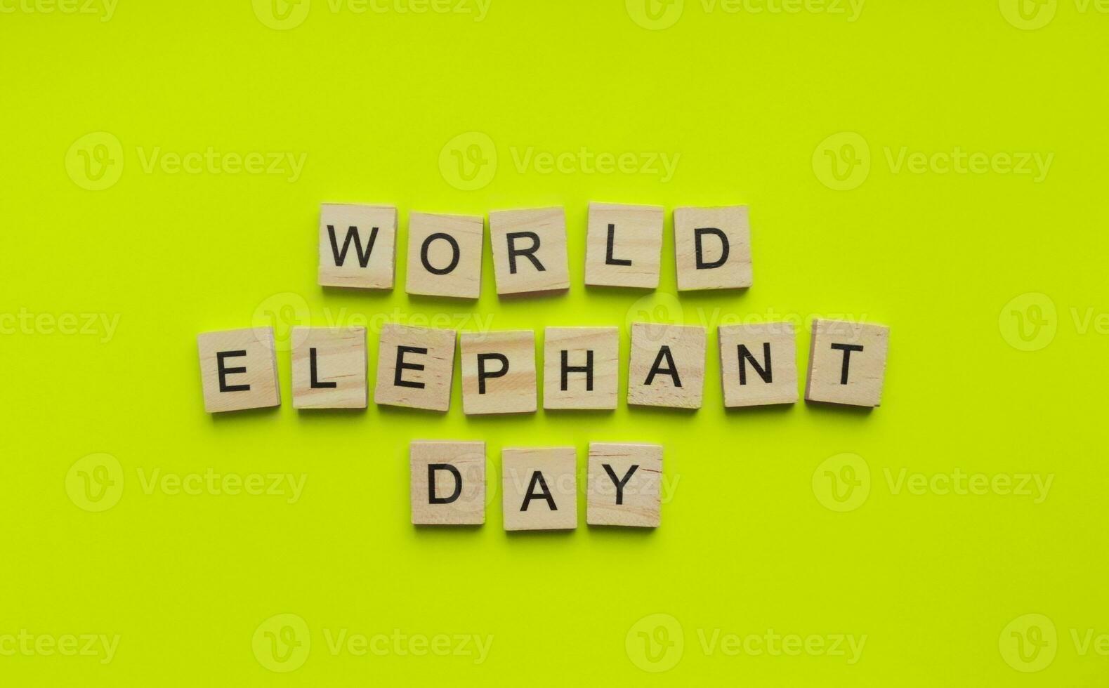agosto 12, mundo elefante dia, minimalista bandeira com a inscrição dentro de madeira cartas foto