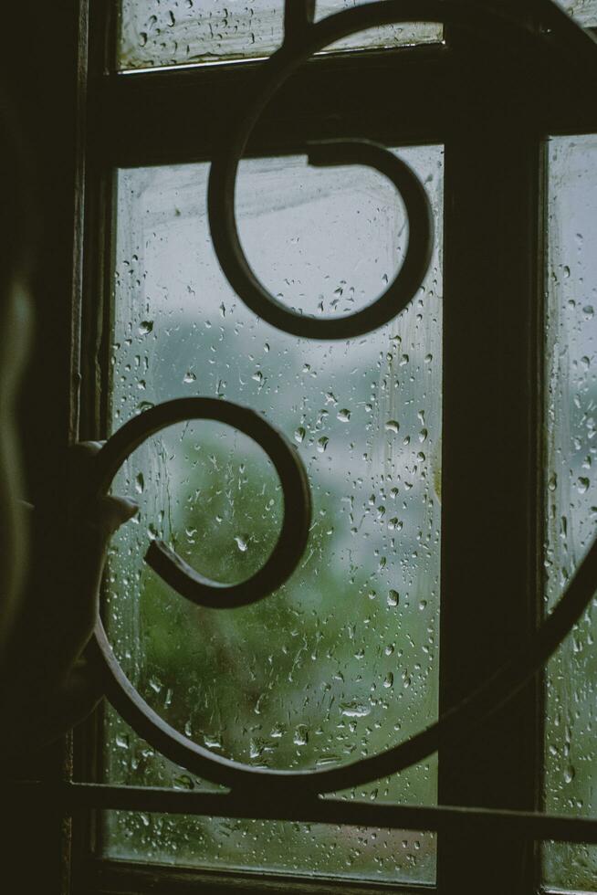 chuva cai na janela foto