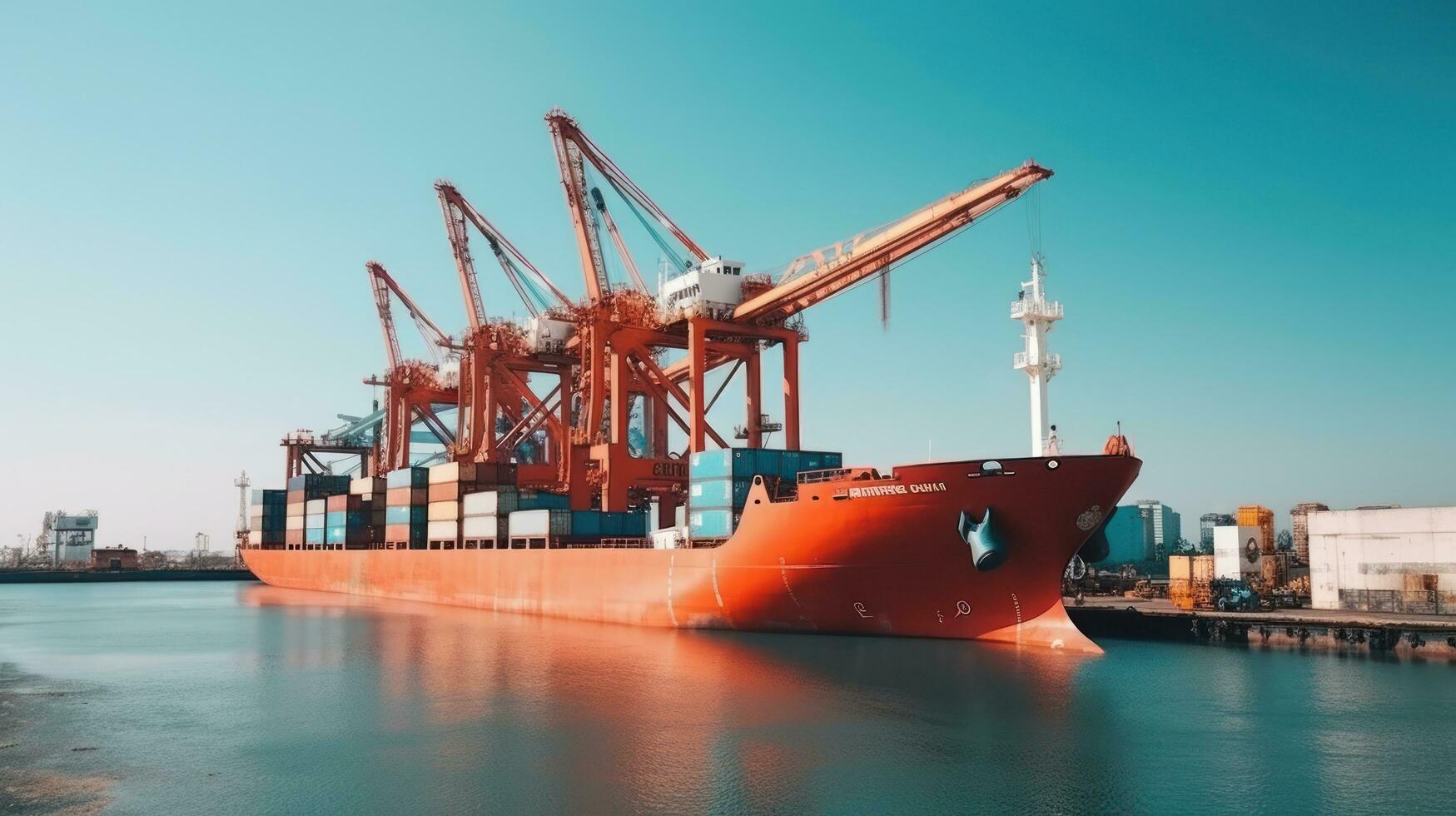 transporte mar embarcação é carregado com containers foto