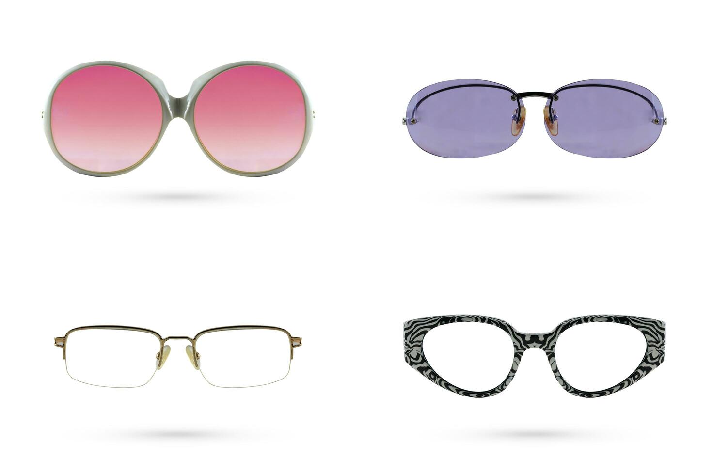 moda óculos interespaço estilo coleções isolado em branco fundo. foto