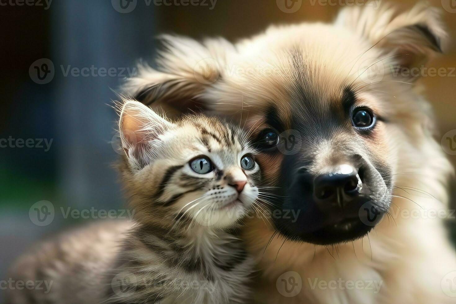 gatinha cachorro carinho. gerar ai foto