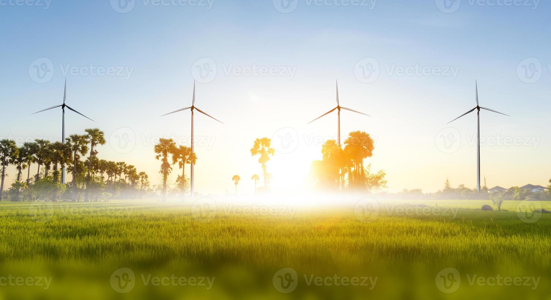 turbina eólica ou energia eólica traduzida em eletricidade, proteção ambiental torna o mundo não quente. foto