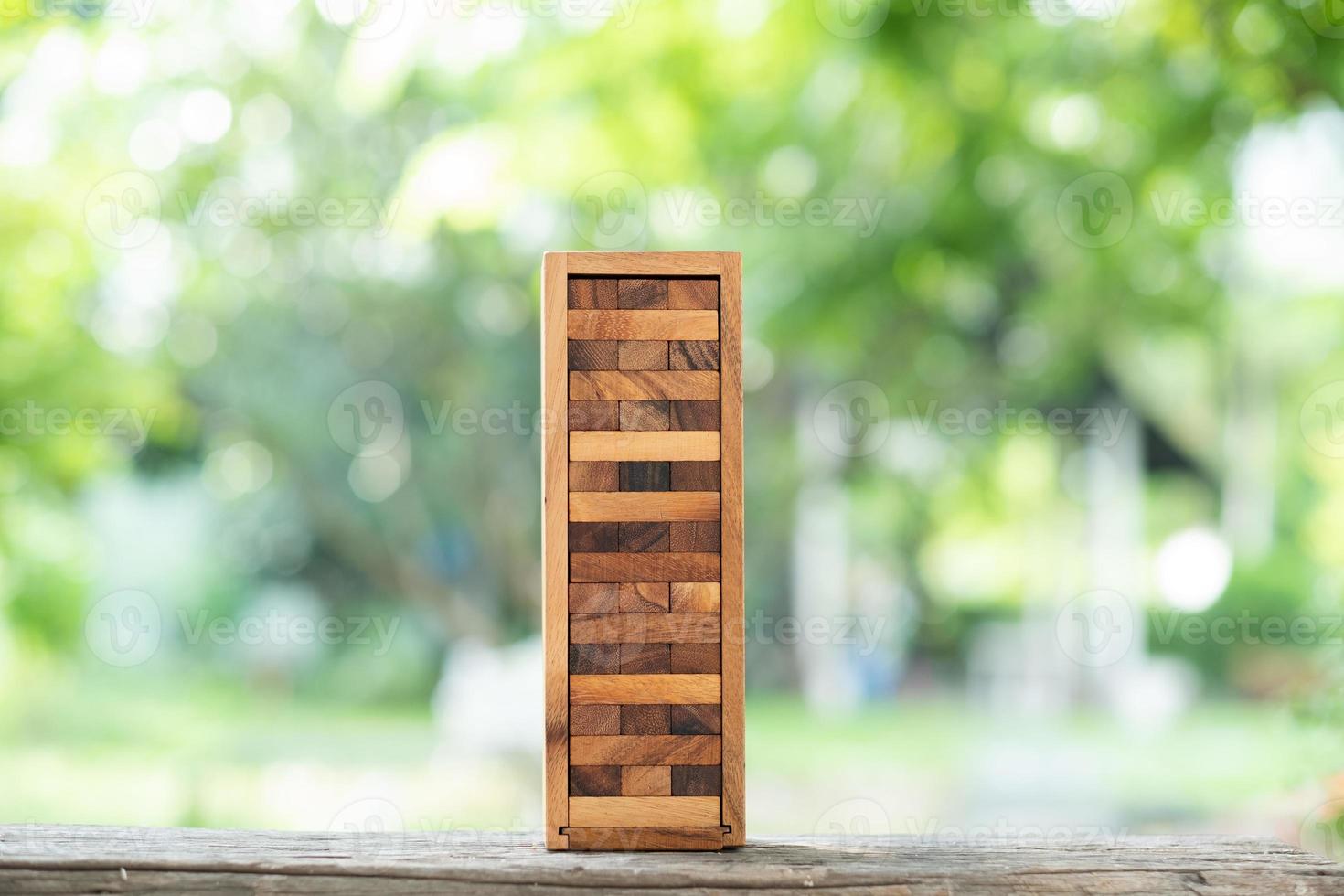 construção de blocos de madeira, plano e estratégia foto