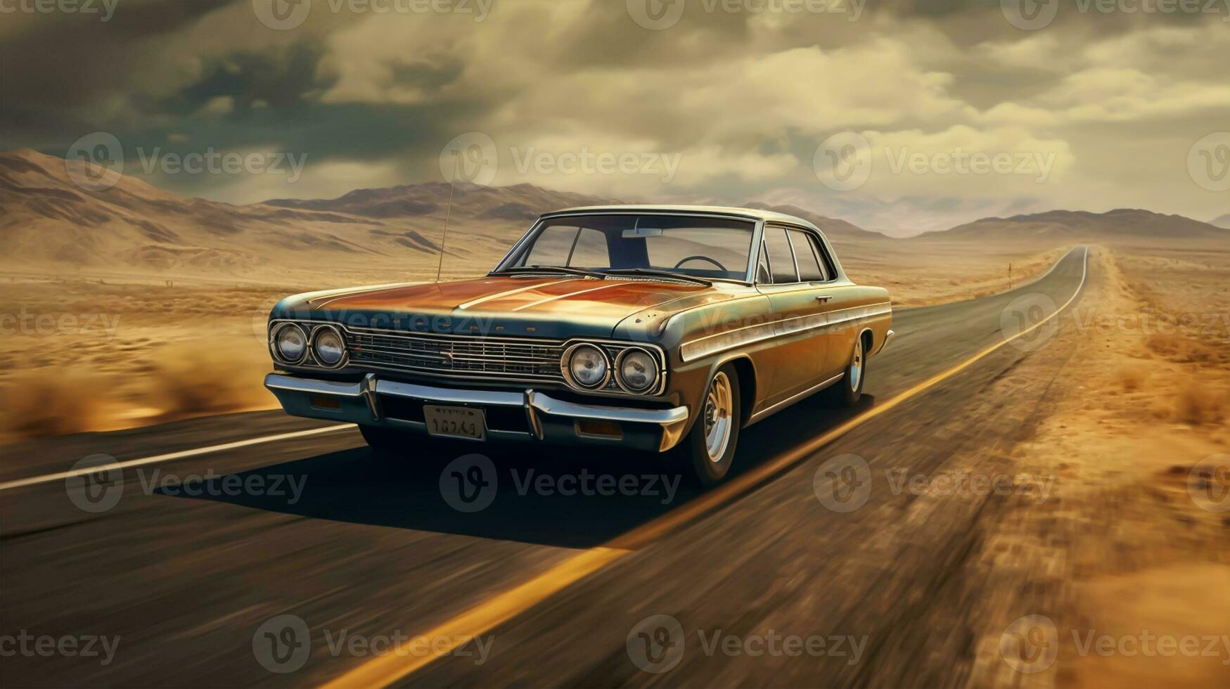 vintage carro em a estrada dentro a deserto foto