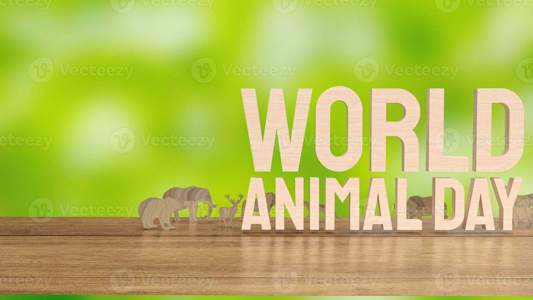 a animal prato e texto para mundo animal dia conceito 3d Renderização foto