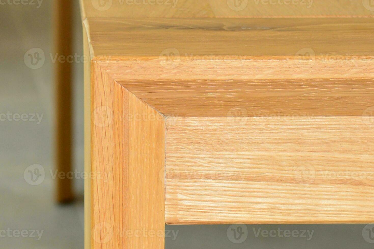 de madeira mesa superfície. natural madeira mobília fechar Visão foto