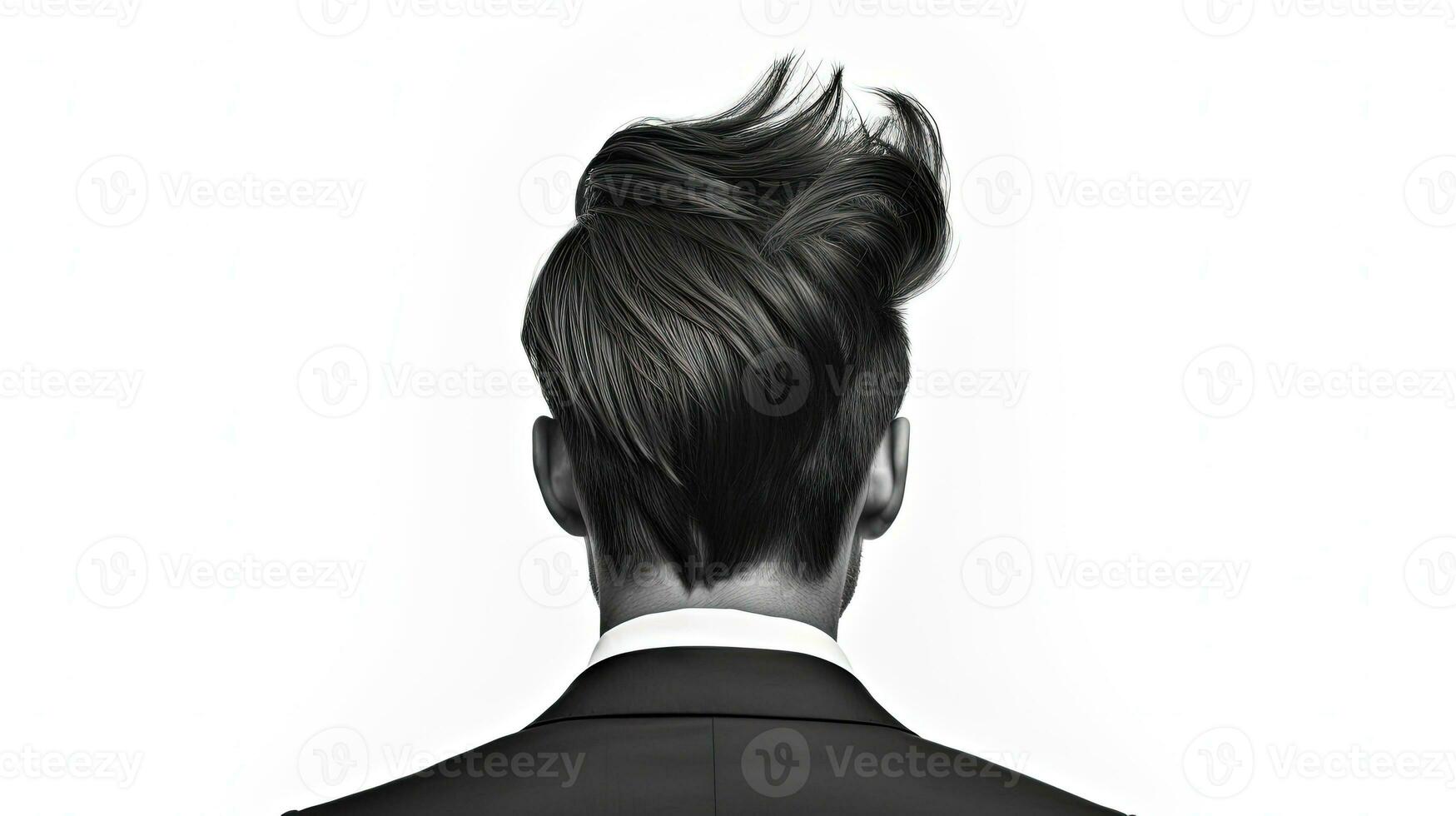 à moda penteado para masculino designers branco fundo. silhueta conceito foto